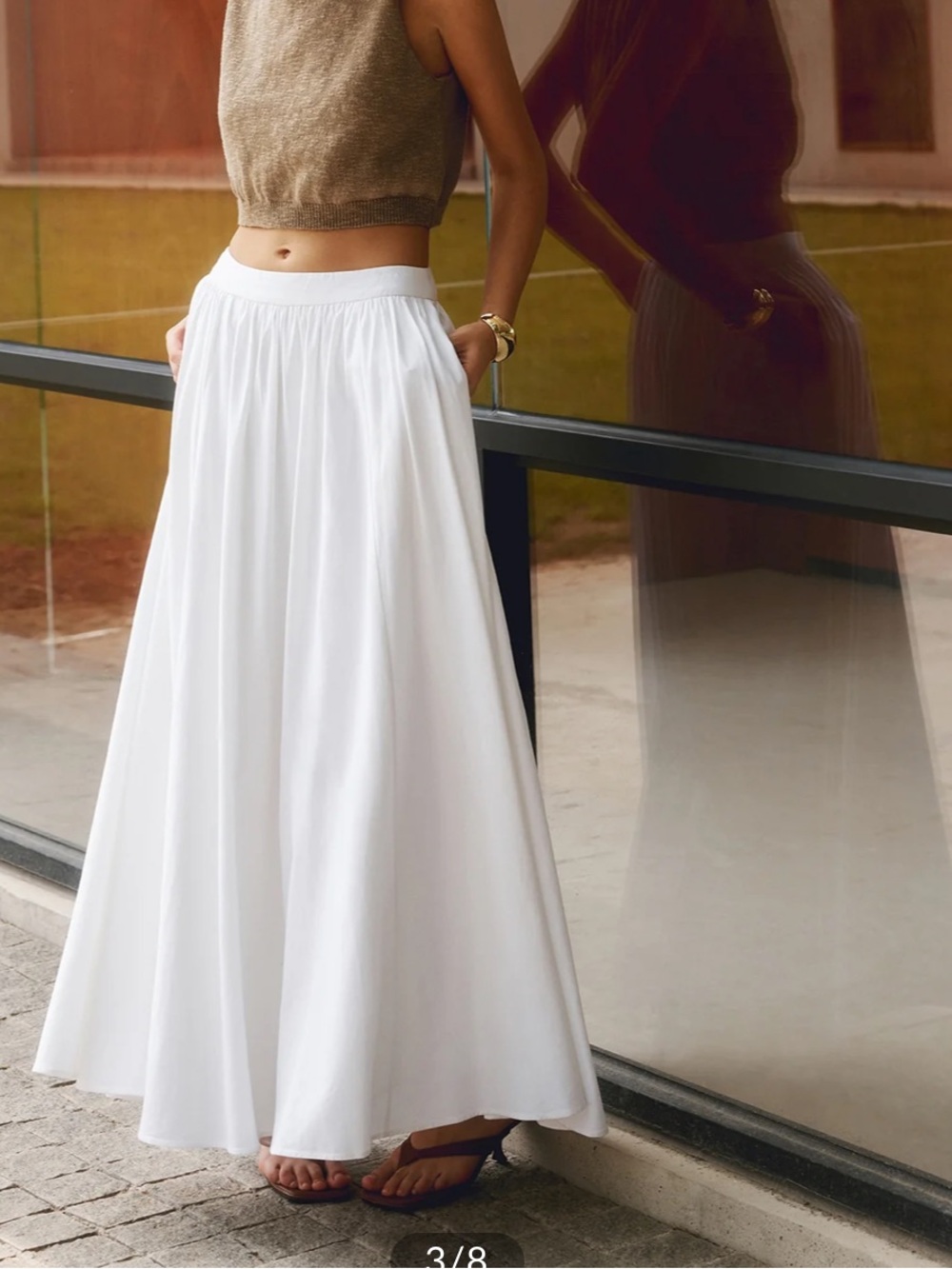 Commense white maxi pleated cotton skirt NWT - Picture 3 of 8